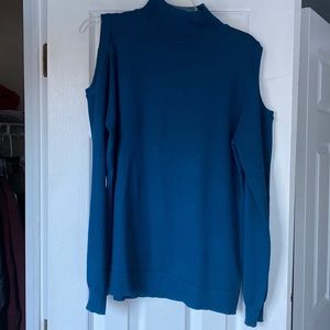 Blue cold shoulder top